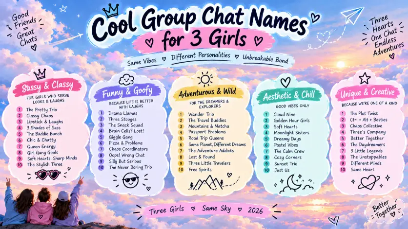 Cool Group Chat Names for 3 Girls