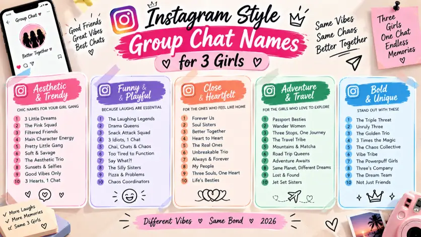 Instagram Style Group Chat Names for 3 Girls
